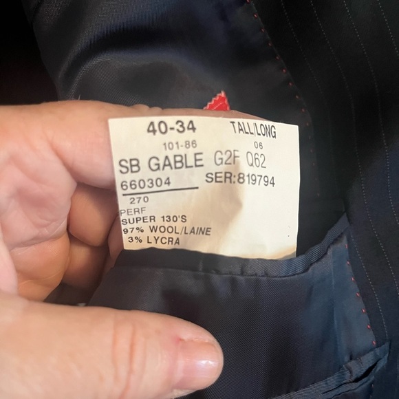 Harry Rosen-Samuelsohn Performance pinstripe sport jacket/pants 40/34 super 130s - Picture 6 of 15